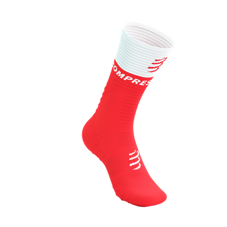 COMPRESSPORT Skarpetki kompresyjne do biegania MID COMPRESSION SOCKS V2.0 fluo red/white