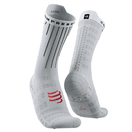 COMPRESSPORT Skarpetki rowerowe AERO SOCKS white/fluo red