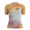 COMPRESSPORT Triathlonowa koszulka kompresyjna damska TRI POSTURAL AERO SS TOP buff orange print