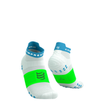 COMPRESSPORT Skarpetki do biegania krótkie PRORACING SOCKS V4 RUN LOW white/norse blue/neon green