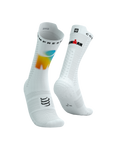COMPRESSPORT Skarpetki rowerowe PRORACING SOCKS V4 BIKE IRONMAN 2025 white/sunrise