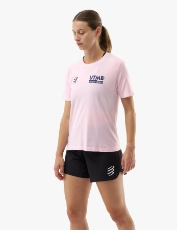 COMPRESSPORT Koszulka biegowa damska z krótkim rękawem TRAINING T-SHIRT UTMB 2025 roseate