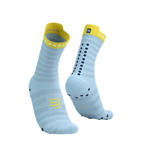 COMPRESSPORT Skarpetki do biegania PRORACING SOCKS V4 ULTRALIGHT RUN HIGH cashmere blue/maize