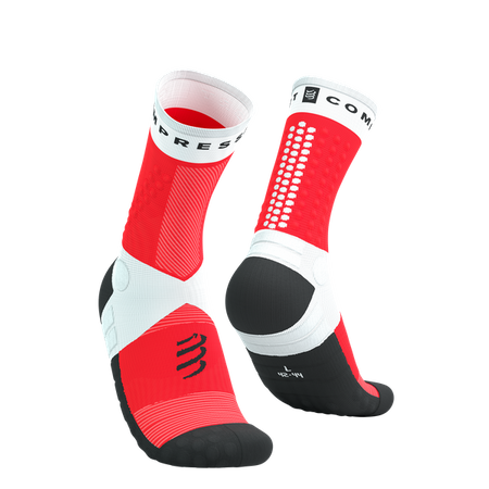 COMPRESSPORT Skarpetki do biegania ULTRA TRAIL SOCKS V2.0 white/fluo red