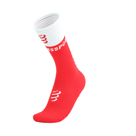 COMPRESSPORT Skarpetki kompresyjne do biegania MID COMPRESSION SOCKS V2.0 fluo red/white