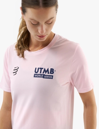 COMPRESSPORT Koszulka biegowa damska z krótkim rękawem TRAINING T-SHIRT UTMB 2025 roseate