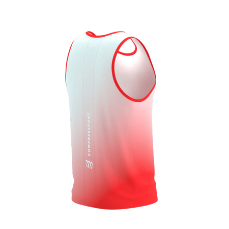 COMPRESSPORT Koszulka biegowa PERFORMANCE SINGLET fluo red/white