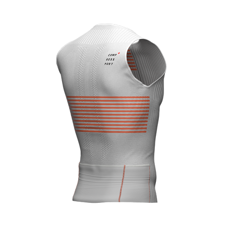 COMPRESSPORT Triathlonowa koszulka kompresyjna TRI POSTURAL TANK TOP biało-pomarańczowa