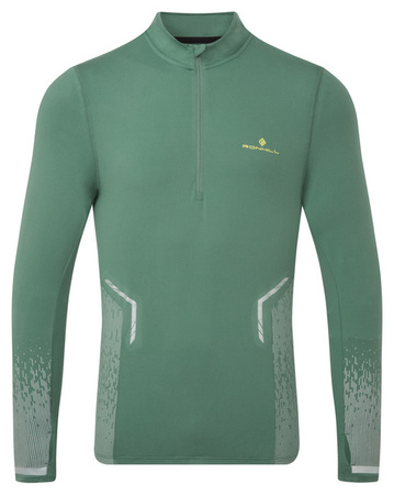 RONHILL Bluza biegowa męska TECH REFLECT 1/2 ZIP dark sage/reflect