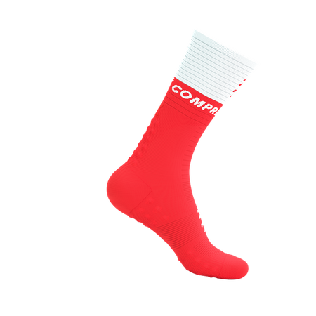 COMPRESSPORT Skarpetki kompresyjne do biegania MID COMPRESSION SOCKS V2.0 fluo red/white