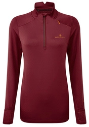 RONHILL Bluza biegowa damska TECH PRISM 1/2 ZIP TEE bordowa