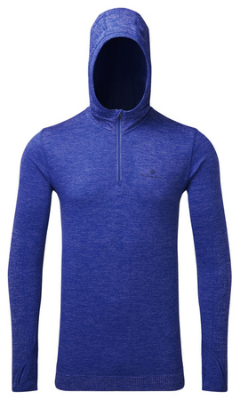 RONHILL Bluza do biegania męska LIFE SEAMLESS HOODIE niebieska