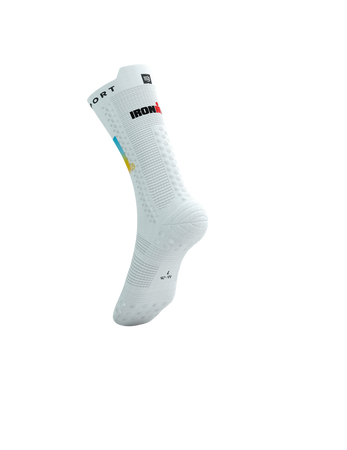 COMPRESSPORT Skarpetki rowerowe PRORACING SOCKS V4 BIKE IRONMAN 2025 white/sunrise