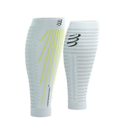 COMPRESSPORT Opaski kompresyjne na łydki R2 AERO white/safe yellow