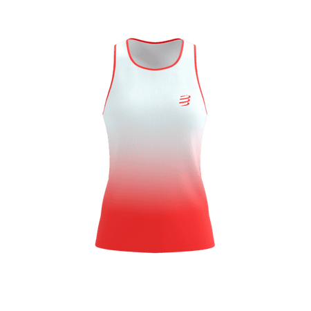 COMPRESSPORT Koszulka biegowa damska PERFORMANCE SINGLET fluo red/white