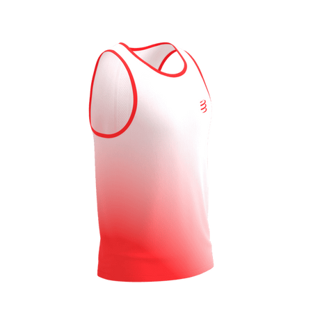 COMPRESSPORT Koszulka biegowa PERFORMANCE SINGLET fluo red/white