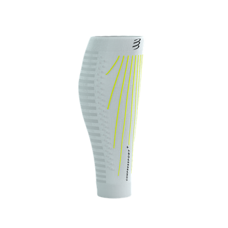 COMPRESSPORT Opaski kompresyjne na łydki R2 AERO white/safe yellow