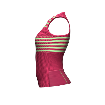 COMPRESSPORT Triathlonowa koszulka kompresyjna damska TRI POSTURAL TANK TOP różowo-zielona