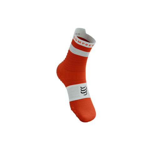COMPRESSPORT Skarpetki do biegania wysokie PRORACING SOCKS V4 RUN HIGH tigerlily/white