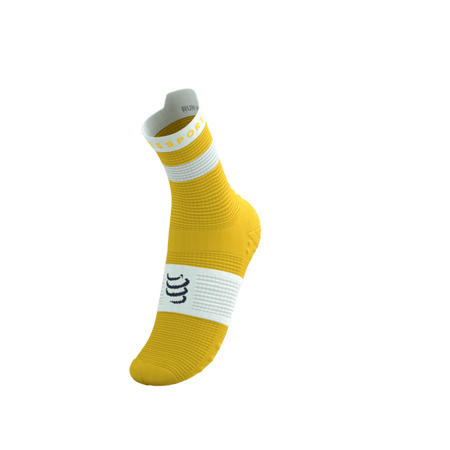 COMPRESSPORT Skarpetki do biegania wysokie PRORACING SOCKS V4 RUN HIGH lemon/white