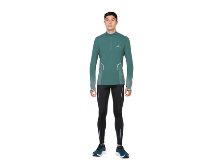 RONHILL Bluza biegowa męska TECH REFLECT 1/2 ZIP dark sage/reflect