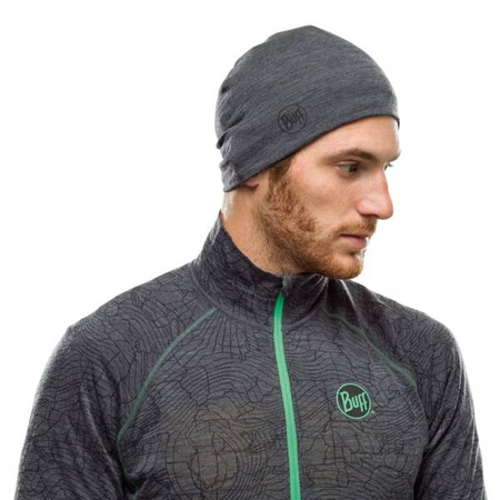 BUFF Czapka do biegania LIGHTWEIGHT MERINO WOOL BEANIE multistripes forest