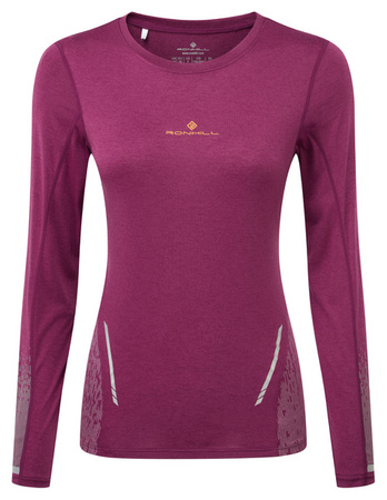 RONHILL Koszulka do biegania męska z długim rękawem TECH REFLECT L/S TEE blackcurrant/reflect