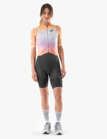 COMPRESSPORT Strój triathlonowy damski AERO SS TRISUIT buff orange print