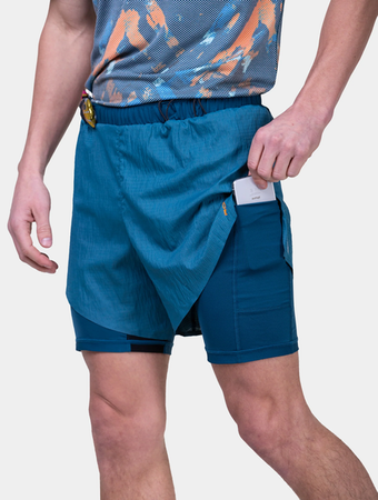 RONHILL Spodenki do biegania męskie TECH RACE TWIN SHORT legion/fluo orange