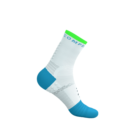 COMPRESSPORT Skarpetki do biegania PRO MARATHON SOCKS V2.0 white/norse blue/neon green