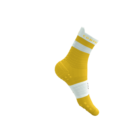 COMPRESSPORT Skarpetki do biegania wysokie PRORACING SOCKS V4 RUN HIGH lemon/white