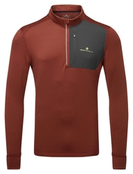 RONHILL Bluza biegowa męska TECH WINTER 1/2 ZIP chestnut/oxide