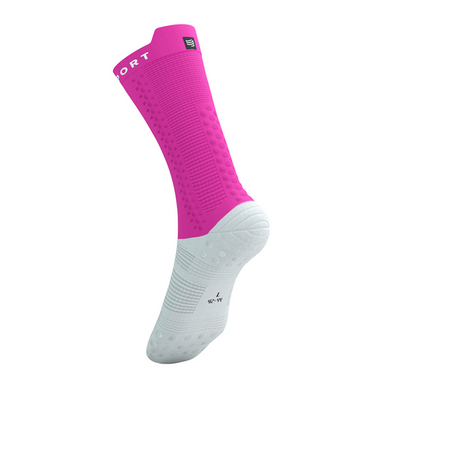 COMPRESSPORT Skarpetki rowerowe PRORACING SOCKS V4 BIKE white/neo pink