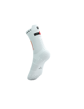 COMPRESSPORT Skarpetki do biegania wysokie PRORACING SOCKS V4 RUN HIGH IRONMAN 2025 white/sunset