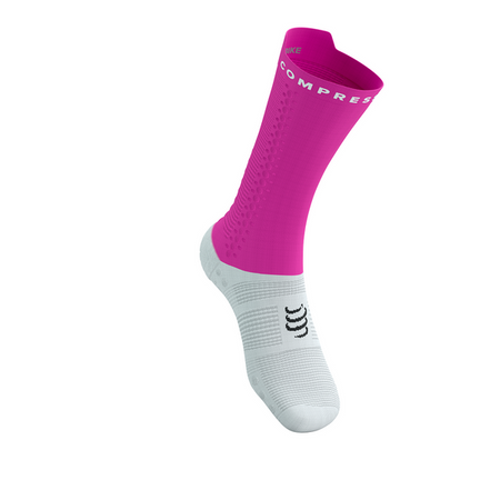 COMPRESSPORT Skarpetki rowerowe PRORACING SOCKS V4 BIKE white/neo pink