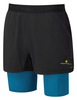 RONHILL Spodenki biegowe męskie TECH ULTRA TWIN SHORT czarno-niebieskie