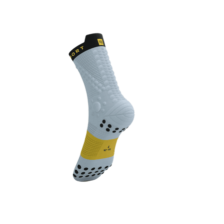 COMPRESSPORT Skarpetki do biegania trailowe PRORACING SOCKS V4 TRAIL grey dawn/ceylon yellow