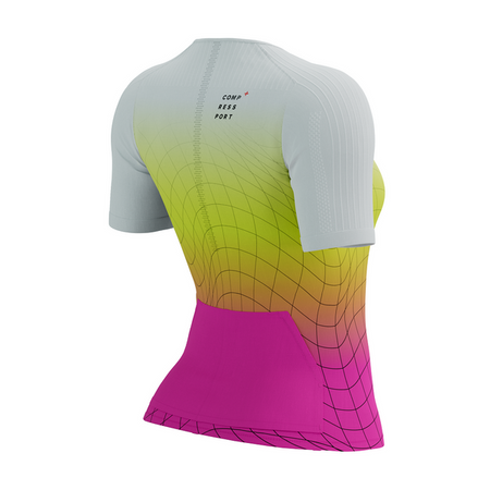 COMPRESSPORT Triathlonowa koszulka kompresyjna damska TRI POSTURAL AERO SS TOP safe yellow/neo pink