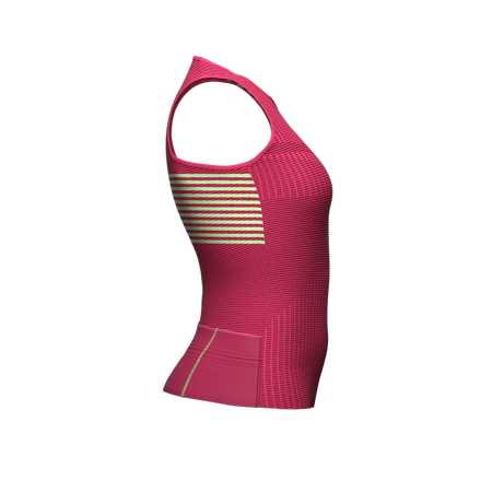 COMPRESSPORT Triathlonowa koszulka kompresyjna damska TRI POSTURAL TANK TOP różowo-zielona