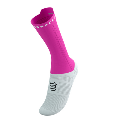 COMPRESSPORT Skarpetki rowerowe PRORACING SOCKS V4 BIKE white/neo pink