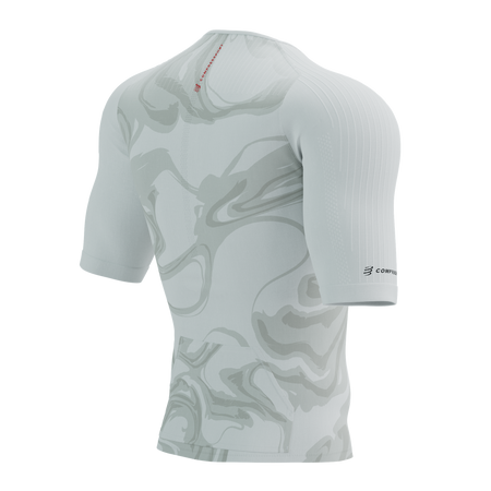 COMPRESSPORT Triathlonowa koszulka kompresyjna TRI POSTURAL AERO SS TOP white print