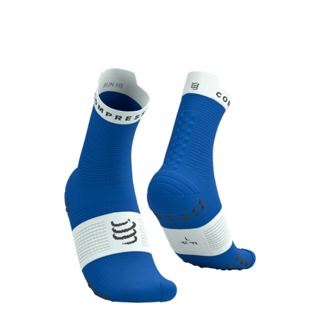 COMPRESSPORT Skarpetki do biegania wysokie PRORACING SOCKS V4 RUN HIGH princess blue/white