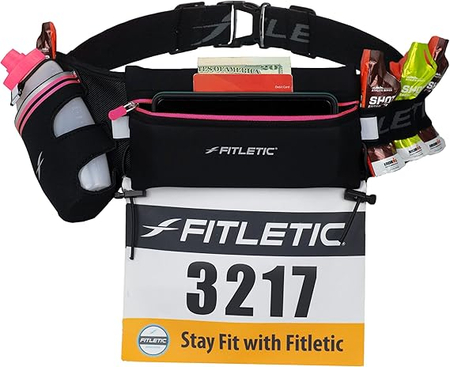 FITLETIC Pas biegowy z bidonem HYDRATION BELT FULLY LOADED 350 ml black/pink
