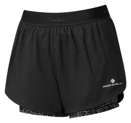 RONHILL Spodenki biegowe damskie LIFE TWIN SHORT black mono ripple