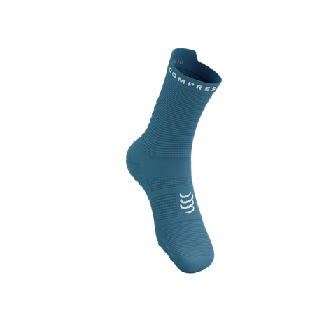 COMPRESSPORT Skarpetki do biegania wysokie PRORACING SOCKS V4 RUN HIGH niagara blue/white