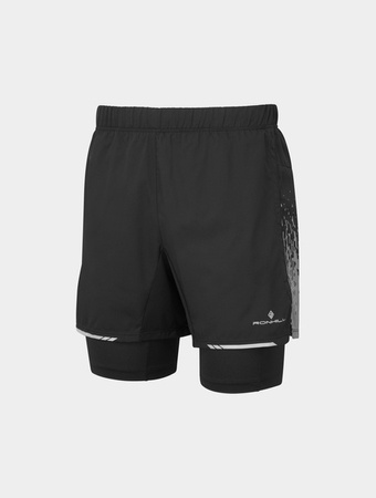 RONHILL Spodenki do biegania męskie TECH REFLECT 5" TWIN SHORT black/reflect