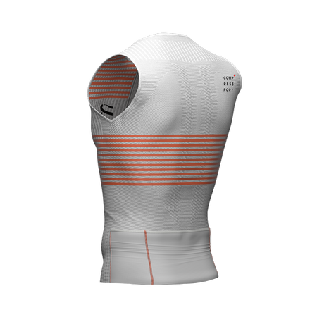 COMPRESSPORT Triathlonowa koszulka kompresyjna TRI POSTURAL TANK TOP biało-pomarańczowa