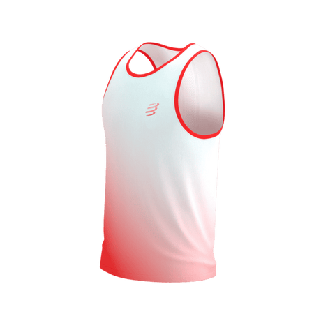 COMPRESSPORT Koszulka biegowa PERFORMANCE SINGLET fluo red/white