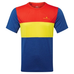 RONHILL Koszulka biegowa męska TECH TRIO S/S TEE dark cobalt marl/solar