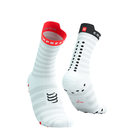 COMPRESSPORT Skarpetki do biegania PRORACING SOCKS V4 ULTRALIGHT RUN HIGH white/red/black